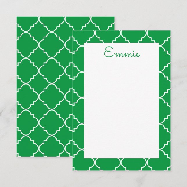 Chic Quatrefoil Personalised Note Cards (Front/Back)