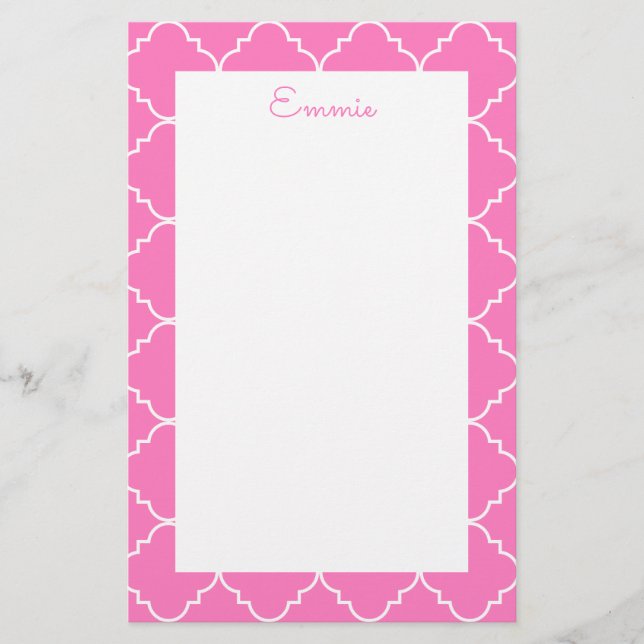 Chic Quatrefoil Personalised Stationery (Front)