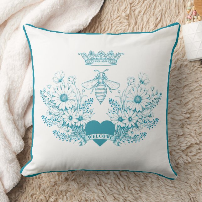 Chic Queen Bee | Crown Bee Throw Pillow (Blanket)