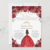 Chic Quinceañera Red Floral Dama Proposal Request