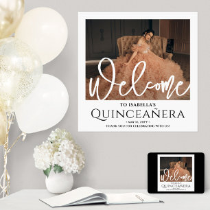 Chic Quinceañera Welcome Photo 15th Birthday Party Poster