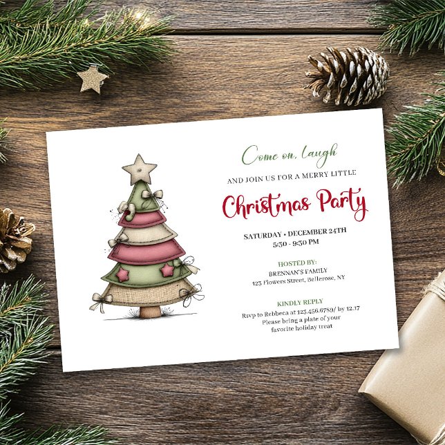 Chic Quirky Christmas Tree Holiday Party Invite (Chic Quirky Christmas Tree Holiday Party Invite)