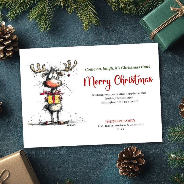 Chic Quirky Reindeer Christmas Greeting Card (Chic Quirky Reindeer Christmas Greeting Card)