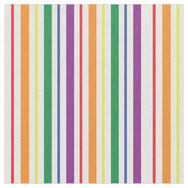 Chic Rainbow Carnival Stripes Pattern Fabric (Close Up)
