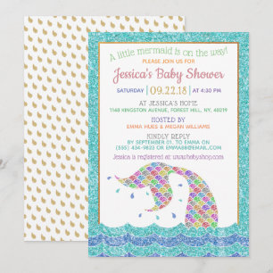 Chic Rainbow Glitter Mermaid Baby Shower Invitation