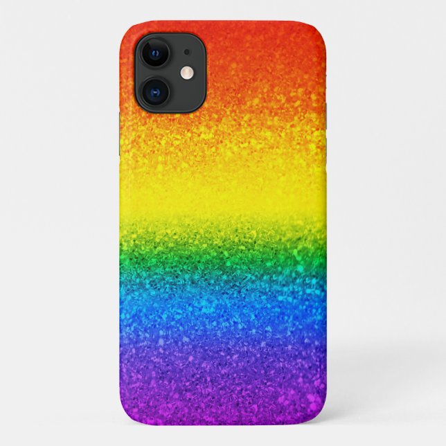 Chic Rainbow Glitter Stripes Monogram Name Case-Mate iPhone Case (Back)