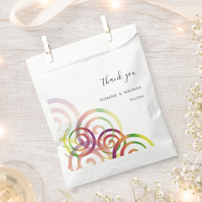 Chic Rainbow Spirals Personalised Favour Bag (Clipped)