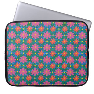 Chic Rangoli Flowers and Polka Dots Laptop Sleeve