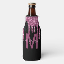 Chic Raspberry Dripping Glitter Monogram Name