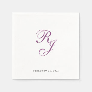Chic Raspberry Monogram Wedding Napkins