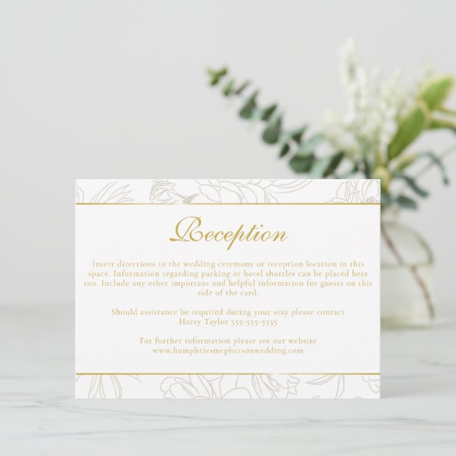 Chic Reception Directions Wedding Enclosure Card (Standing Front)