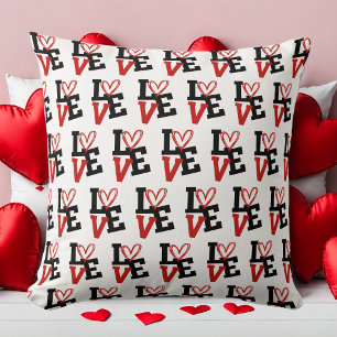 Chic Red and Black Romantic Pattern Love Design Cushion
