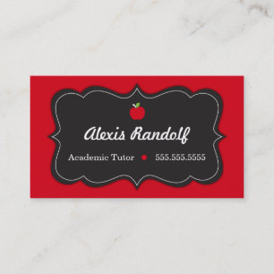 Chic Red and Black Tutor Business Card