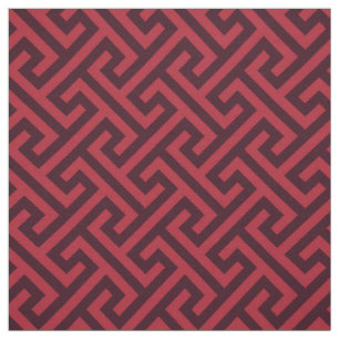 Chic red and brown greek key geometric patterns fabric