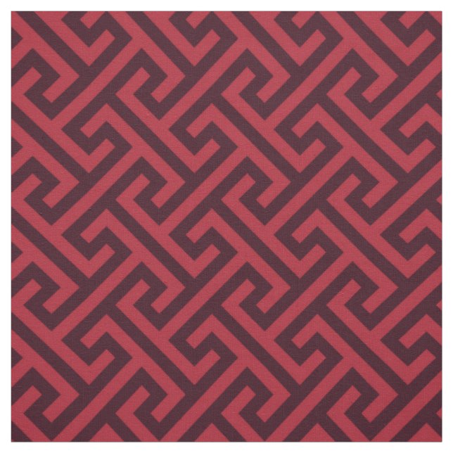 Chic red and brown greek key geometric patterns fabric (Swatch)