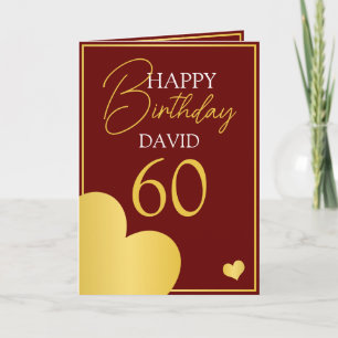 Chic Red and Gold Husband 60th Birthday Card
