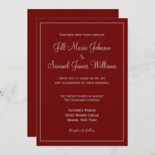 Chic Red and Grey Wedding Invitation