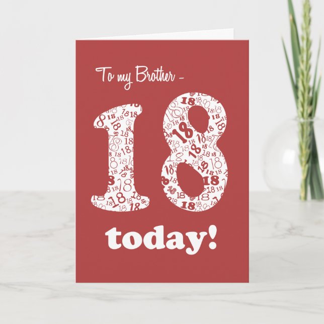 Chic Red and White 18th Birthday Card for Brother (Front)