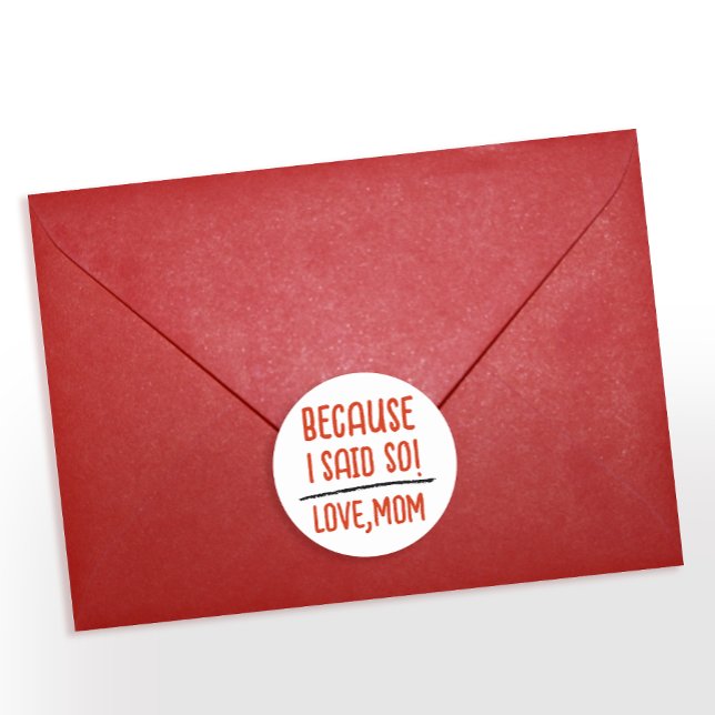 Chic Red And White Boss Mum Funny Saying Typo  Classic Round Sticker (Creator Uploaded)