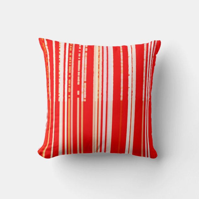 Chic Red and White Stripes Cushion (Front)