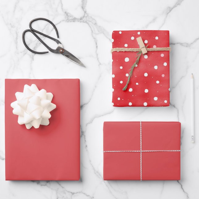 Chic Red Birthday Wrapping Paper Sheet (Front)