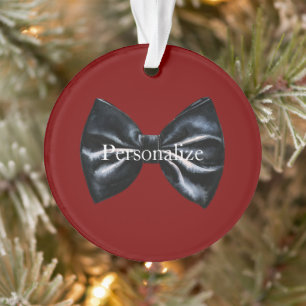 Chic Red Black Bow Tie Personalised Ornament
