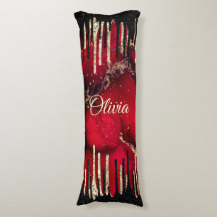 Chic red black drippings glitter monogram body cushion