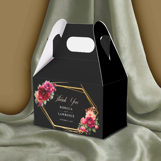 Chic red black floral wedding favour box (Creator Uploaded)