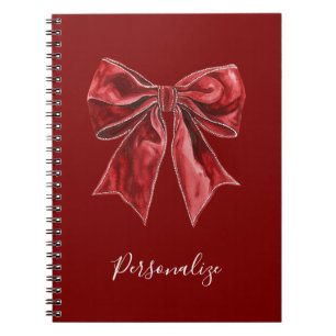 Chic Red Bow Personalised Notebook