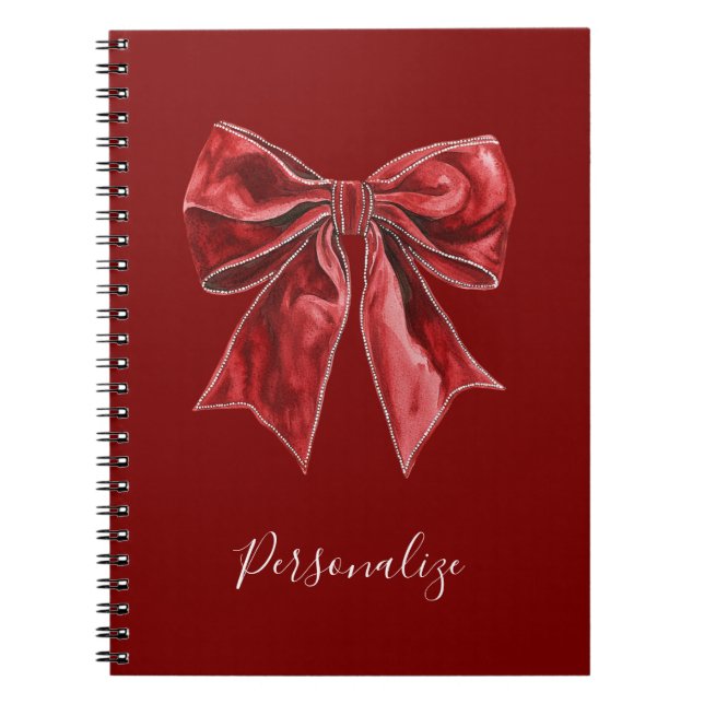 Chic Red Bow Personalised Notebook (Front)
