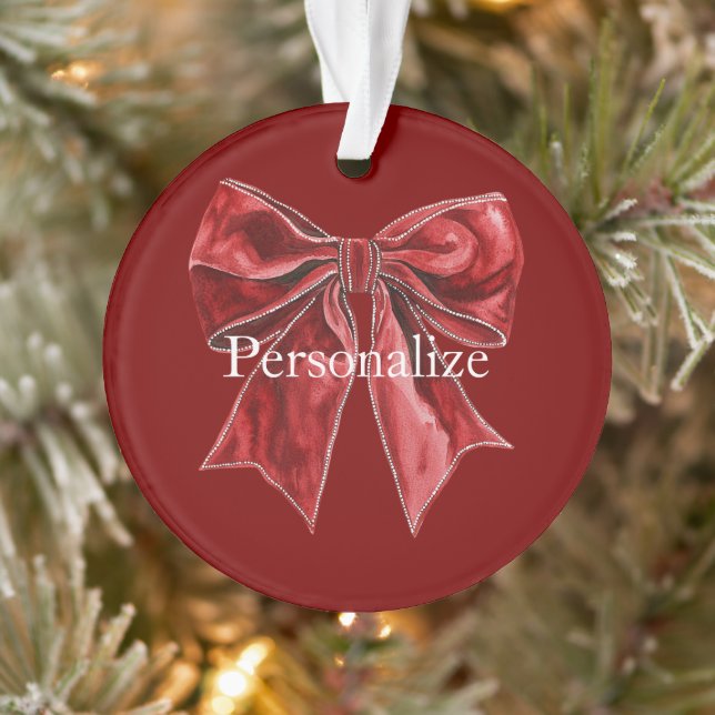 Chic Red Bow Personalised Ornament (Tree)