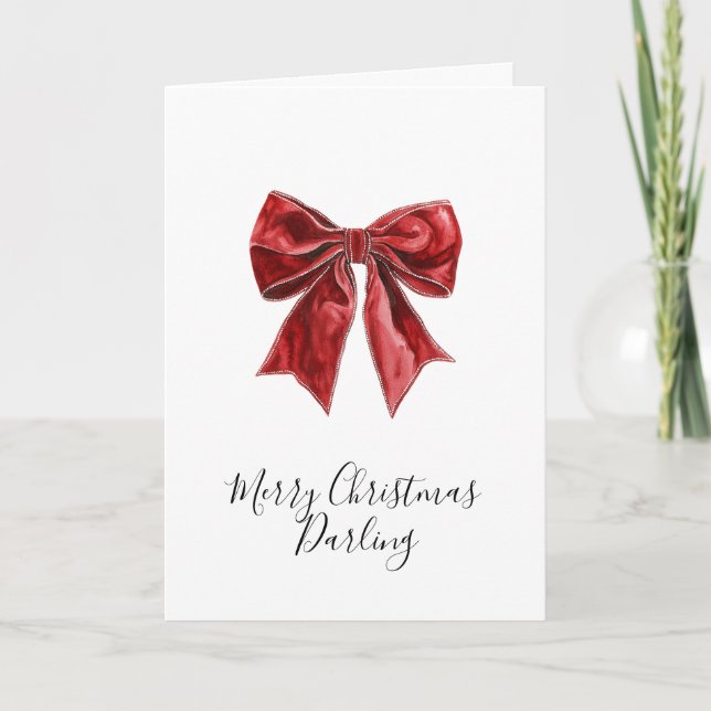 Chic Red Bows Christmas Card (Front)