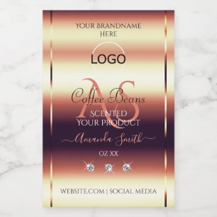Chic Red Brown Product Labels Jewels Initials Logo