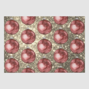 Chic Red Christmas Balls Gold Sparkles Tissue Paper