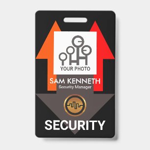 Chic Red Direction Arrows Security Photo Template ID Badge