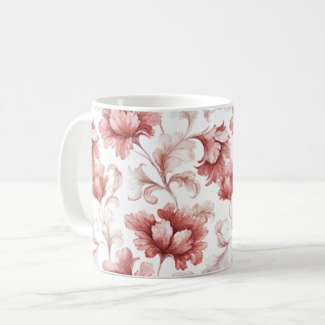 Chic Red Flowers Coffee Mug (Front Left)