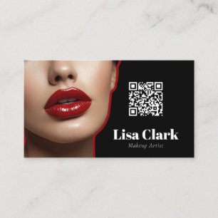 Chic Red Gloss Lipstick Glam Makeup Artist Business Card