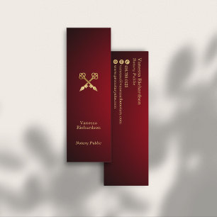 Chic Red Gradient Gold Notary Key Mini Business Card