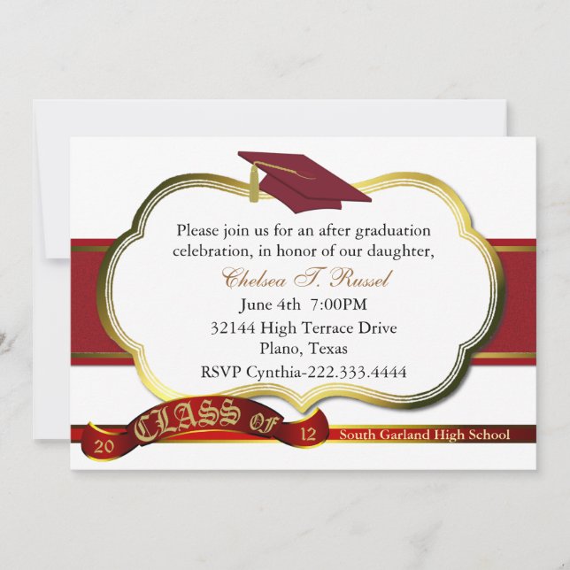 Chic Red Graduation Party Invitation (Front)