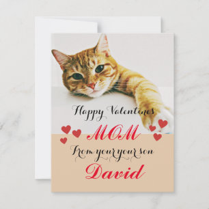 Chic Red Heart cute mum cat valentines day cards