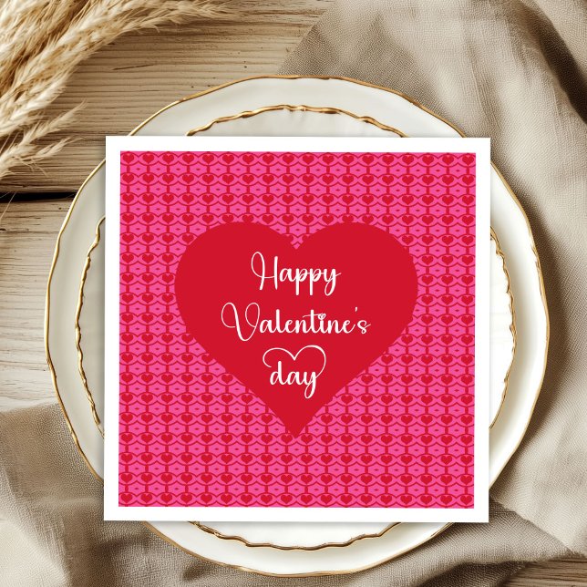 Chic Red Hearts Valentine Day Table Decor Napkins (Chic Red Hearts Valentine Day Table Decor Napkins )