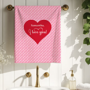 Chic Red Hearts Valentine Gift for Wife Bath Towel