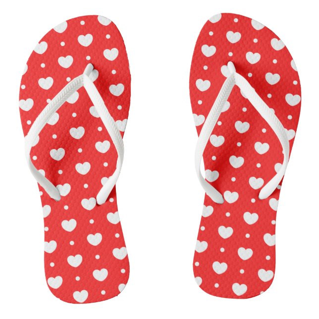 Chic Red Hearts Women Flip Flops (Footbed)