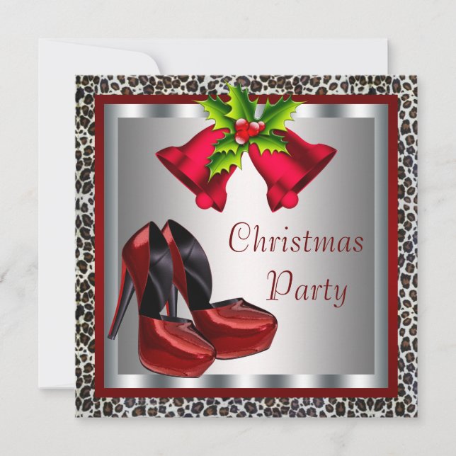 Chic Red High Heel Shoes Christmas Party Invitation (Front)