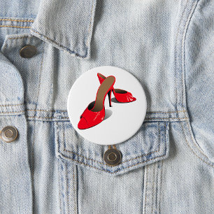 Chic Red High Heels Glamourous Stiletto Fashion  7.5 Cm Round Badge