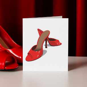 Chic Red High Heels Glamourous Stiletto Fashion Card