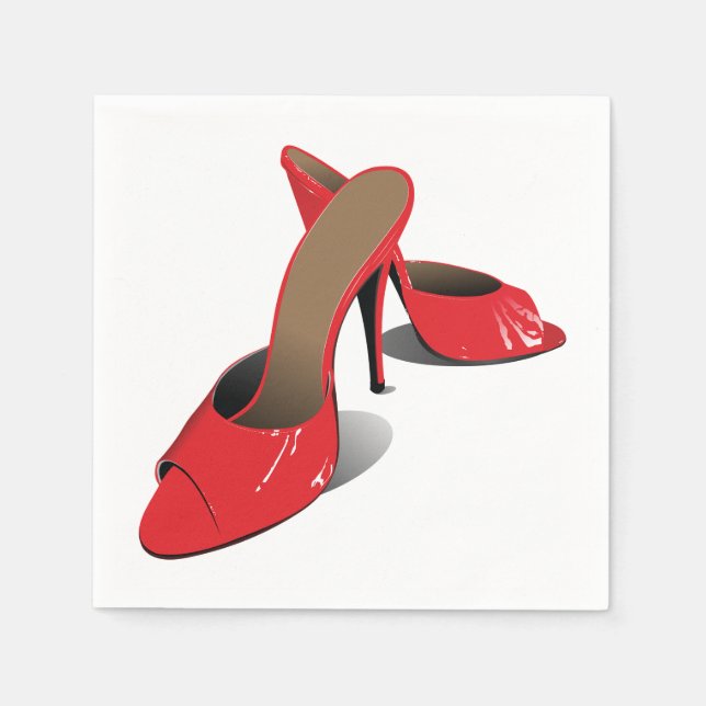 Chic Red High Heels Glamourous Stiletto Fashion  Napkin (Front)