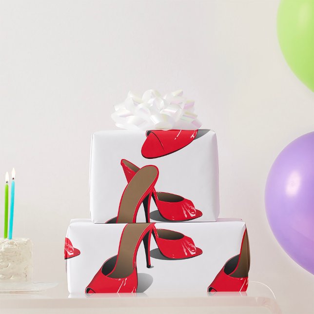 Chic Red High Heels Glamourous Stiletto Fashion  Wrapping Paper (Creator Uploaded)