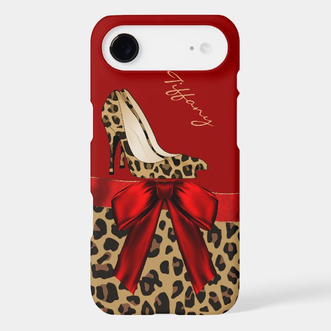 Chic Red & Jaguar Print iPhone 6 Plus Case (Back)