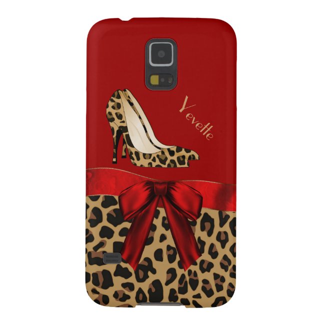 Chic Red & Jaguar Print Samsung Galaxy S5 Case (Back)